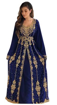 Navy Blue Georgette Embroidered Party Wear Kaftan  3