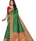 Mehrang Red Woven Banarasi Silk Zari Work Saree with Blouse 