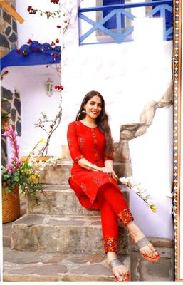 MAHATI red cotton kurta pajama 1