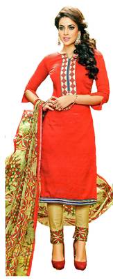 red   lawn cotton unstitched dress materials 1