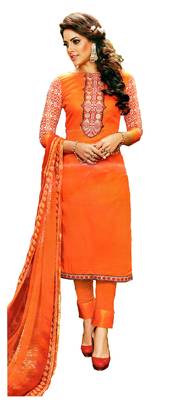 orange   lawn cotton unstitched dress materials 1