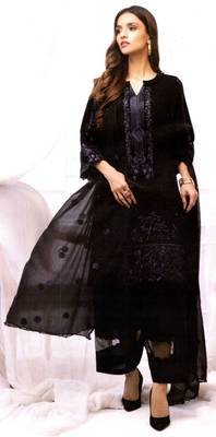 Black   lawn cotton unstitched dress materials 1