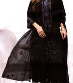 Black   lawn cotton unstitched dress materials