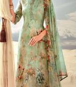 Green   silk blend unstitched dress materials