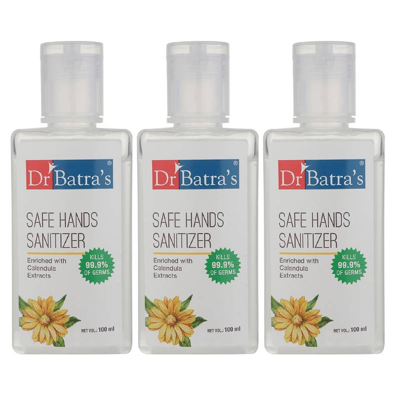 Safe Hand Sanitizer|Enriched With Calendula Extracts|Kills 99.9% Germs|Stay Home  Stay Safe - 100 ml (Pack of 3)