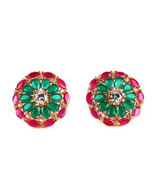 Green Gold Plated Stone Earrings 2