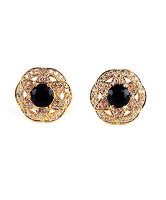 Black Gold Plated Stone Earrings 2