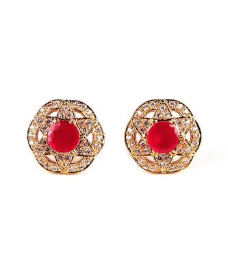 Red Gold Plated Stone Earrings 2