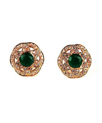 Green Gold Plated Stone Earrings 2