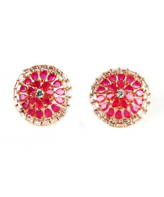 Pink Gold Plated Stone Earrings 1