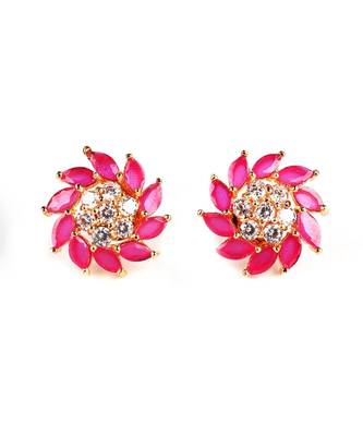 Pink Gold Plated Stone Earrings 2