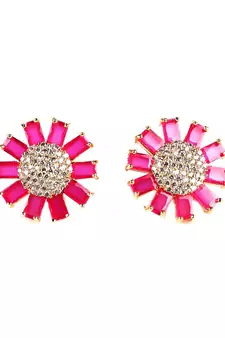 Pink Gold Plated Stone Earrings