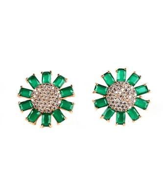Green Gold Plated Stone Earrings 2