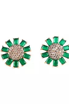 Green Gold Plated Stone Earrings