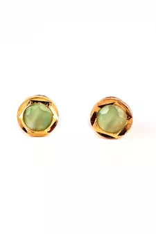 Light Green Gold Plated Stone Earrings