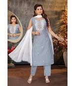 chanderi Grey chanderi salwar kameez