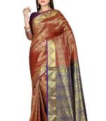 Red woven art silk saree with blouse
