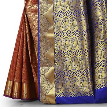 Red woven art silk saree with blouse 3
