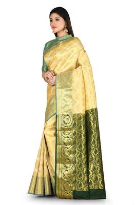 Gold woven art silk saree with blouse 2