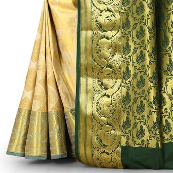 Gold woven art silk saree with blouse 3