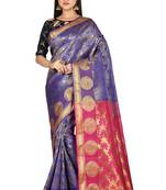Royal blue woven art silk saree with blouse