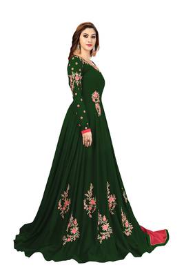 Ujjwal Creation Embroidery Party wear Faux Georgette Green Anarkali Gown   4