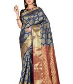 Royal blue woven art silk saree with blouse