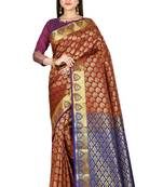 Red woven art silk saree with blouse