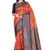 Orange woven silk blend saree with blouse