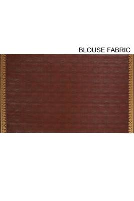 Brown hand woven pure cotton saree with blouse 4