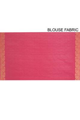Pink hand woven pure cotton saree with blouse 4