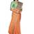 Orange hand woven pure cotton saree with blouse