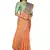 Orange hand woven pure cotton saree with blouse