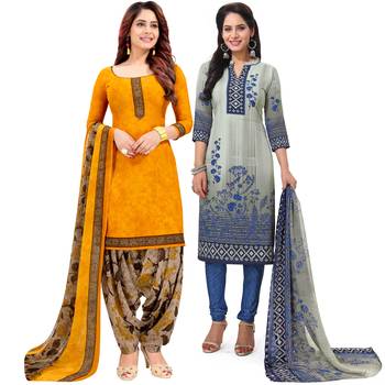 Yellow printed crepe salwar 1