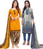 Yellow printed crepe salwar