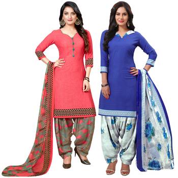Peach printed crepe salwar 1