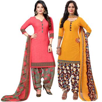 Peach printed crepe salwar 1