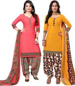 Peach printed crepe salwar
