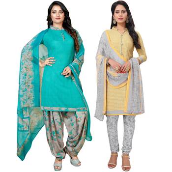 Blue printed crepe salwar 1