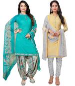 Blue printed crepe salwar