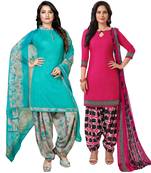 Blue printed crepe salwar