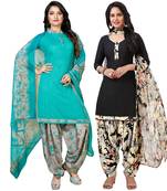 Blue printed crepe salwar