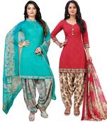 Blue printed crepe salwar