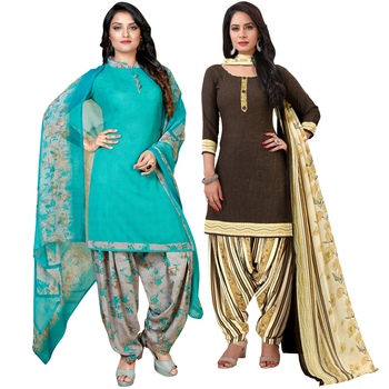 Combo Of 2 Rajnandini Brown And Maroon Crepe Printed Dress Material Combo Of 2 Rajnandini Brown And Maroon Crepe Printed Dress Material