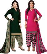 Green printed crepe salwar
