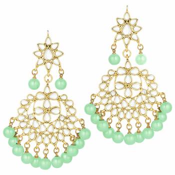 Traditional Gold Plated Kundan & Pearl Earrings For Women 2