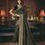 Dark grey embroidered silk blend saree with blouse