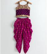 Stylish Girls brocade top & designer dhoti-Magenta
