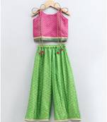 Stylish Girls Printed tie up top & designer Palazzos - Pink