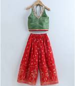 Stylish Girls Printed up top & designer Palazzos - Green
